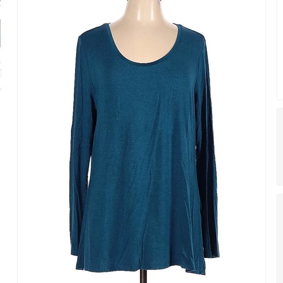 H By Halston Blue Long Sleeve Super Soft T-Shirt Size L - Picture 1 of 3